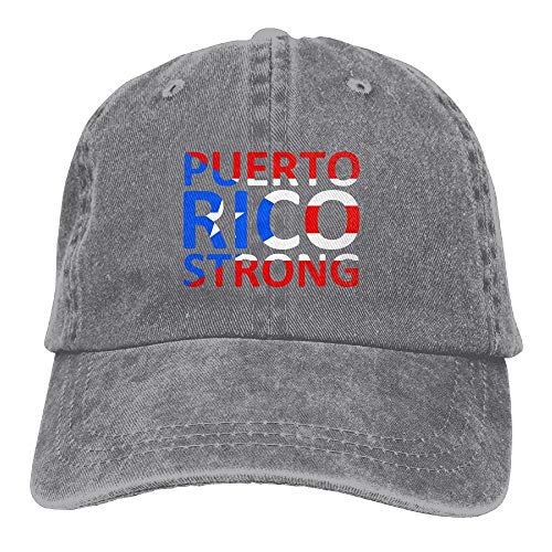Yuanmeiju Gorra de Mezclilla Puerto Rico Strong Adult Adjustable Denim Cotton Dad Hat Baseball Caps