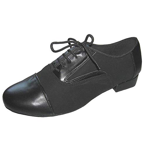 Zapato de baile latino para hombre, suela suave, tacón de 2,5 cm, profesional, tango Rock's N Roll's de noche, sociales de fiesta, rendimiento de baile, negro (Negro), 45 EU