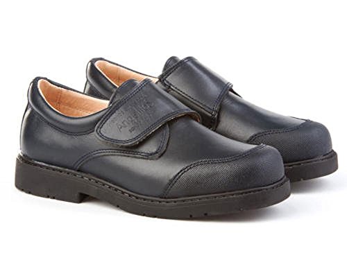Zapatos Colegiales con Puntera Reforzada Todo Piel, Mod.452. Calzado Infantil (Talla 34 - Azul Marino) - AngelitoS