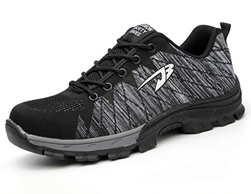Zapatos de Seguridad para Hombre Transpirable Ligeras con Puntera de Acero Zapatillas de Seguridad Trabajo, Calzado de Industrial y Deportiva 37