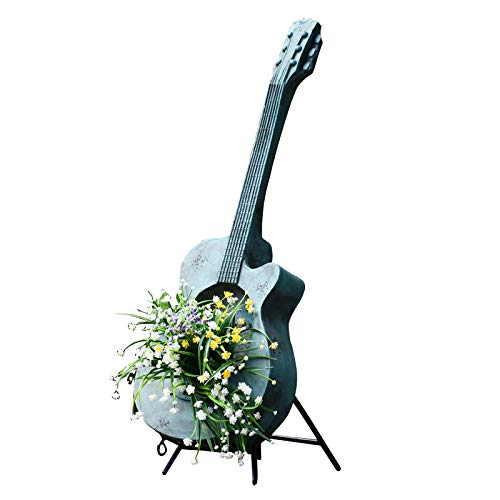 zenggp Figura Maceta Decoración De Jardín Guitarra Forma Maceta Exterior Vintage Paisaje Vasija
