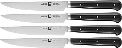 Zwilling 39029-000-0 - Juego de 4 Cuchillos para Carne (Acero Inoxidable, 12 cm), Color Negro