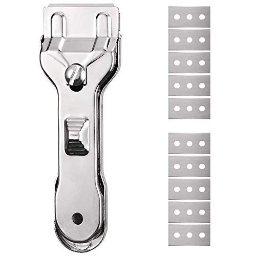 1 rascador limpiador para placa de cerámica de acero inoxidable + 10 cuchillas metálicas, cristal espejo de suelo de limpieza (1) 1 rascador limpiador para placa de cerámica de acero inoxidable + 10 cuchillas metálicas, cristal espejo de suelo de limpieza (1)