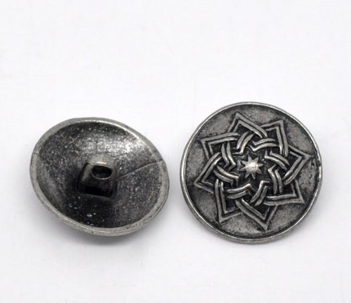 10 pcs botones de metal, plateado envejecido, celta - estampado, con un diámetro de aproximadamente 20 mm, agujero de tamaño de 2,2 mm