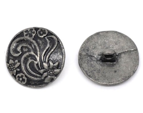 10 pcs botones de metal, plateado envejecido, celta - estampado, con un diámetro de aproximadamente 20 mm, agujero de tamaño de 2,4 mm