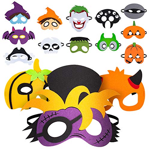 15 máscaras de Fieltro de Halloween, Fantasma de Calabaza, Bruja, murciélago para máscaras de Cosplay de Halloween, favores de Halloween para niños y niñas, Suministros para Fiestas de Halloween