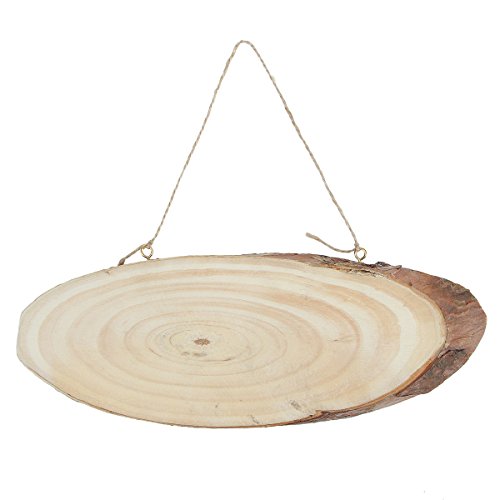 2 piezas de madera ovaladas WINOMO con cuerda, rodajas de tronco para manualidades y decoración