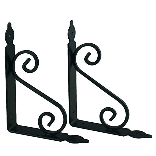 2 piezas de soportes de estantería triangulares de hierro de estilo europeo, soporte montado en la pared vintage de servicio pesado, soporte de ángulo recto (6 pulgadas ～ 14 pulgadas)