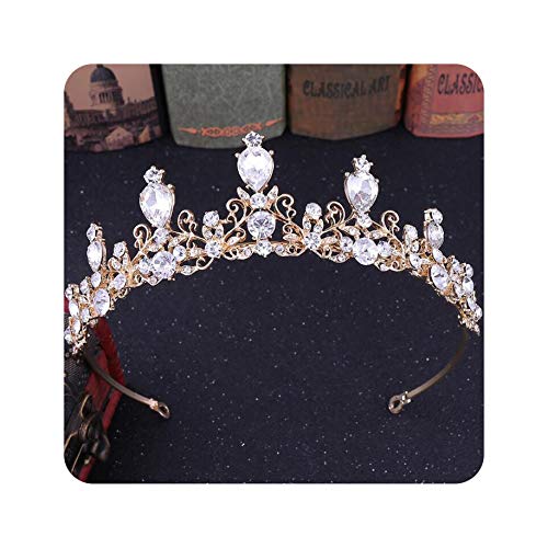 2019 boda de novia europea hojas flores perla tiara coronas cristal reina tiara diadem accesorios para el cabello nupcial, oro blanco