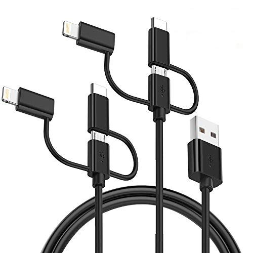 3 en 1 Multi USB Cable,GlobaLink USB Tipo C,Micro USB,Phone Cable Carga&Sync Rápida 2Pack 1,5m Compatible con Phone Pad Pod Samsung Galaxy S9/S9 Plus/S8/S8 Plus/Note 8,Huawei y Andriod Dispositivos