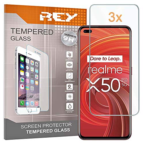 3X Protector de Pantalla para OPPO REALME X50 Pro 5G -, Cristal Vidrio Templado Premium