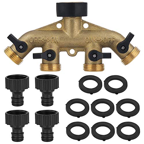 4 Vías Latón Macizo Manguera Divisor 4 Vías Conector con, Grifo y Tomas De 3/4 Pulgadas, Divisor de Manguera Exterior Resistente, Adaptador De Grifo De Jardín, Colector De Tubería De Agua 4 Vías Latón Macizo Manguera Divisor 4 Vías Conector con, Grifo y Tomas De 3/4 Pulgadas, Divisor de Manguera Exterior Resistente, Adaptador De Grifo De Jardín, Colector De Tubería De Agua