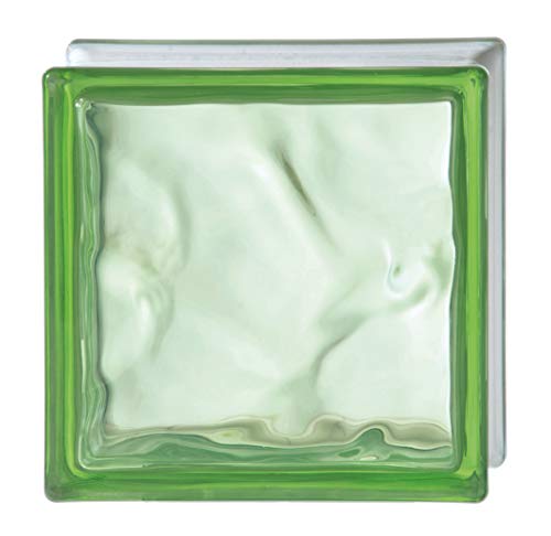 6 Piezas Bloque de vidrio Bormioli Rocco Ondulado Verde Lime | cm 19x19x8 | Unidad de venta 1 caja de 6 pzas