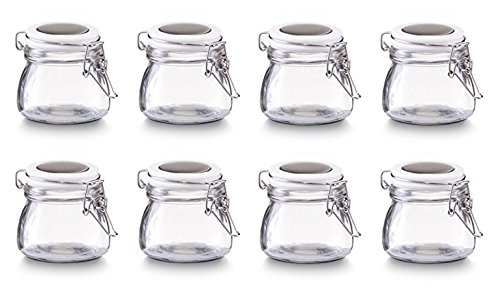 8 x Zeller Especias con cierre de clip de cristal en Juego – Color y Tamaño a Elegir), vidrio, blanco, 140 ml