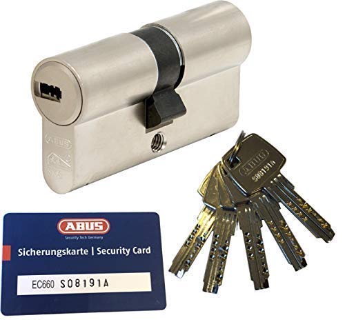 ABUS Cilindro doble de perfil EC660, longitud (a/b) 35/35 mm (c = 70 mm) con 5 llaves, con tarjeta de seguridad.