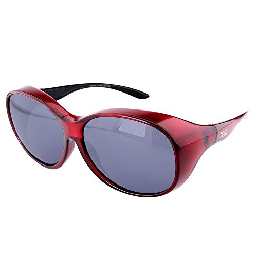 ActiveSol Gafas superpuestas Mega para señora | Gafas de Sol polarizadas para Poner Encima de Las Gafas | UV400 | para Coche y Bicicleta | Gafas sobre Gafas | Gafas polarizadas| 32 g (Rojo)