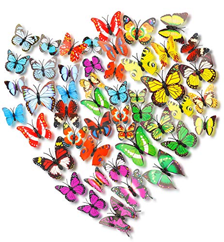Adhesivos Mariposas 3D Decorativos 72pcs,3D Mariposa Pegatinas,3D Bricolaje Mariposa Etiquetas Engomadas,Colorido Mariposas Decoración para Mural Pared Habitacion Niña Hogar Kids Room