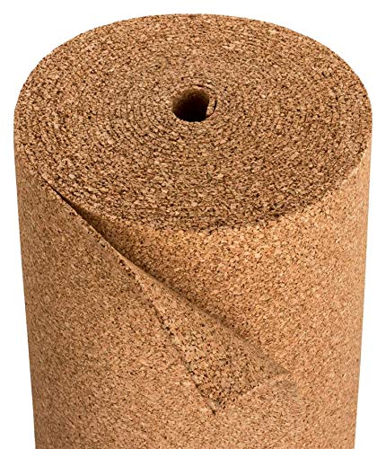 Aislamiento acústico de corcho para suelos laminados y parqué, adecuado para calefacción por suelo radiante, corcho natural de Portugal – 10 x 1 m – Grosor 4 mm