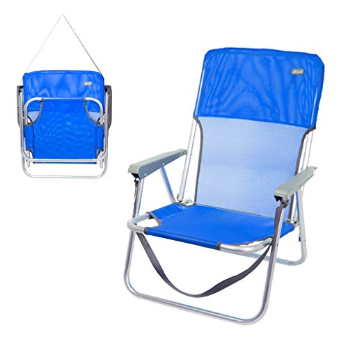 Aktive 62605 - Silla de playa plegable fija aluminio 55 x 34 x 71 cm con asa