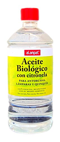 Alampat Aceite biológico con citronela para antorchas 1l, Amarillo, 8x8x25.5 cm