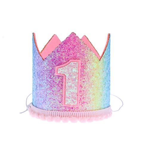 Amosfun Birthday Crown Baby Tiara Headband 1st Birthday Party Hairbands Hair Accessories