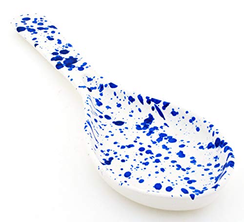 ART ESCUDELLERS Cuchara en Ceramica Hecha y Pintada a Mano con decoración Mate Azul. 31 cm x 10 cm x 2,5 cm