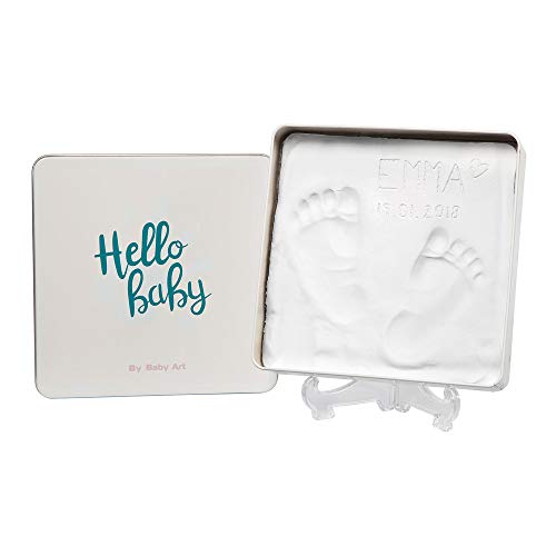Baby Art Magic Box Plaza Set de decoración de huellas de bebé en arcilla blanca, Regalos para bebés y recién nacidos, Recuerdo memorable de huellas de mano y pie, Essential