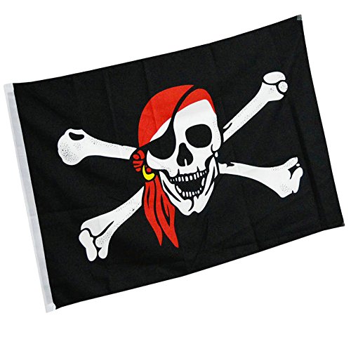 Bandera de Pirata 5 * 3 pies/150 * 90 cm Bandera de poliéster Ideal para Exterior e Interior Bandera Grande Jolly Roger