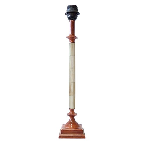 Better & Best Lámpara de mesa de tubo de hueso, base cuadrada, color blanco y marrón