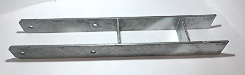 BIAT ® Anclaje/soporte de poste en forma de H en acabado galvanizado (1 pieza, 121 x 600 mm)
