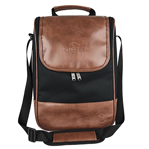 Bolso aislado del refrigerador del totalizador del cuero del vino de Frehore - diseño del portador de la botella del lujo 2 para el almuerzo(marrón oscuro) Bolso aislado del refrigerador del totalizador del cuero del vino de Frehore - diseño del portador de la botella del lujo 2 para el almuerzo(marrón oscuro)