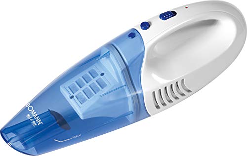 Bomann 609600 - Aspiradora de mano sin bolsa (funciona con batería, aspira en seco y en mojado), color blanco y azul