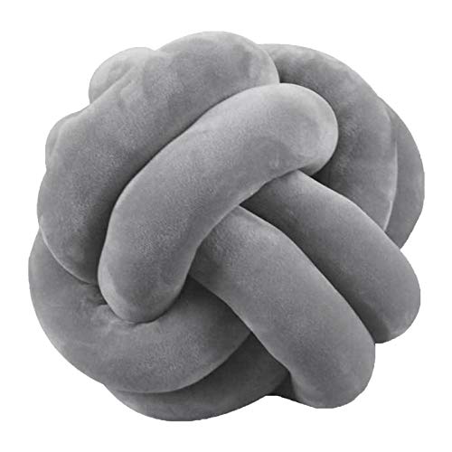 boogift Cojín de peluche, cojín nudo, cojín para la cabeza, incluye relleno, cojín nórdico, pequeño decorativo, cama de bebé, habitación de juguete, redondo, 25 cm x 25 cm (gris) boogift Cojín de peluche, cojín nudo, cojín para la cabeza, incluye relleno, cojín nórdico, pequeño decorativo, cama de bebé, habitación de juguete, redondo, 25 cm x 25 cm (gris)