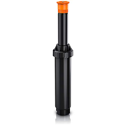 Brandson – Aspersor de césped Resistente – Sprinkler - Boquilla de pulverización del Agua 0 a 360° - Rosca de 1/2 Pulgada - Filtro de Suciedad - para el riego de áreas de hasta 25 m2 - Color Negro
