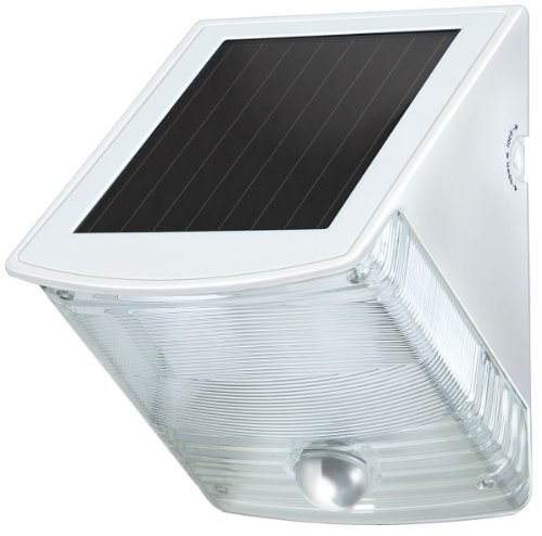 Brennenstuhl Solar 1170870 - Lámpara de pared (con sensor de movimiento, 2 bombillas LED x 0,5 W, IP44, 85 lm), color gris y blanco