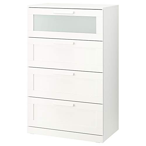 BRIMNES Cómoda de 4 cajones 4 cajones blanco/vidrio esmerilado BRIMNES Cómoda de 4 cajones 4 cajones blanco/vidrio esmerilado