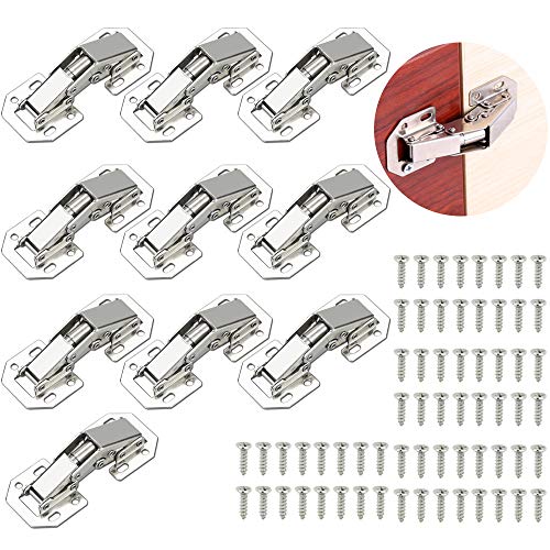 BUZIFU Bisagras para Muebles de Cocina con Amortiguador, 10 unids Bisagras para Armarios de Cocina con Ángulo de Apertura 90°, Bisagras de Superficie sin Cazoleta, para Puerta Exterior o Interior BUZIFU Bisagras para Muebles de Cocina con Amortiguador, 10 unids Bisagras para Armarios de Cocina con Ángulo de Apertura 90°, Bisagras de Superficie sin Cazoleta, para Puerta Exterior o Interior