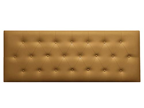 Cabecero de Cama CAPITONE tapizado en Polipiel y con Botones. Altura 55cm. Color Oro. para Cama de 150 (Medidas 160x55x8) Pro Elite.