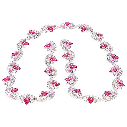 Cadena para ropa, hermosa y llamativa cadena de adornos en forma de flor, para calzado Ropa(Rose red silver bottom)