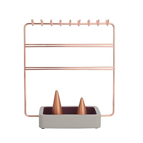 Caja de almacenamiento de joyería moderna, soporte de joyería de escritorio de hierro forjado, collar de 3 capas de metal 8.3 * 9.6in y soporte de exhibición de aretes con soporte de anillo, mármol Caja de almacenamiento de joyería moderna, soporte de joyería de escritorio de hierro forjado, collar de 3 capas de metal 8.3 * 9.6in y soporte de exhibición de aretes con soporte de anillo, mármol