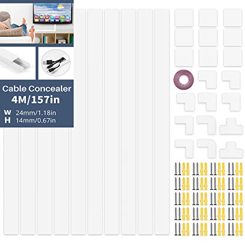 Canaleta Para Cableado 10 Piezas, 4M Canal De Cables, Canaletas Cables Pared, Ocultar Cables Tv, Gestión De Cables Ordenado, Para Ocultar La Gestión De Cables De Todos Los Cables en El Hogar/Oficina