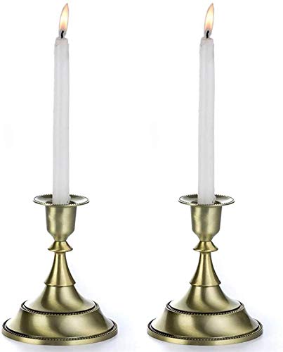 Candelabro de metal plateado con 5 brazos de 27 cm de alto, candelabro de boda, plateado, bronce, S × 2