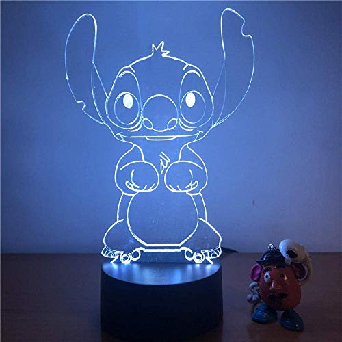 Cartoon Stitch 3D Lamp LED Night Light Figura de acción 7 colores TouchTable Decoración Light Illusion óptica