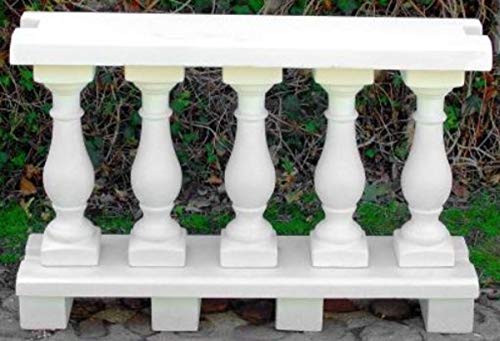 Casa Padrino balaustrada Art Nouveau Blanco 100 x 25 x A. 66 cm - Barandilla de Piedra Maciza Hechas del concreto más Fino - Balaustradas de Jardín y Terraza