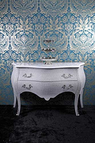 Casa Padrino Baroque Chest of Drawers White Glitterlook 120cm - Limited Edition