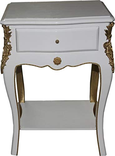 Casa Padrino Baroque Chest of Drawers White/Gold H 70 cm, B 49 cm, T 37 cm - Side Table Chest of Drawers