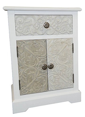 Casa Padrino Country Style Chest of Drawers White/Multicolor 45 x 32 x H. 64 cm - Handcrafted Chest of Drawers with Drawer and 2 Doors