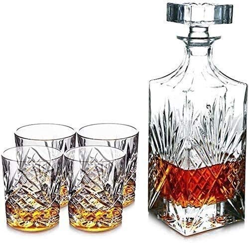Casual Juego De Decantadores De Whisky De 5 Piezas De 800 Ml De Cristal con 4 Gafas De Whisky Libre De Plomo MUMUJIN (Color : Default)