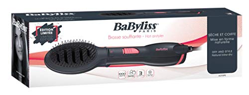 Cepillo BaByliss De Aire Alisador, Seca y Alisa AS110PE, Potencia de 1000W, Tecnología Iónica, Tres Temperatura y Botón de Aire Fresco