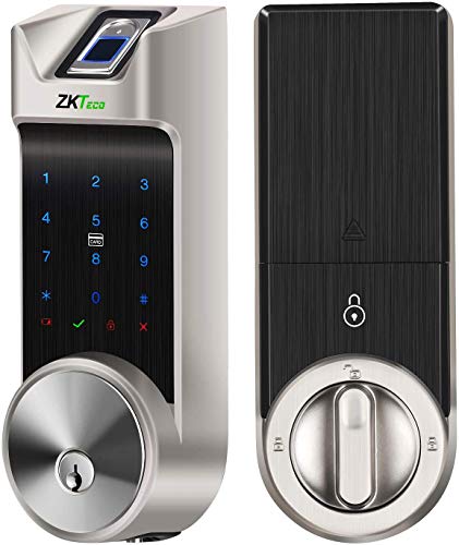 Cerradura Inteligente & Biométrica Automática sin llaves - ZKTeco - AL40B - Smart Lock +5 Tarjetas Mifare - Teclado Digital - Lector Huella- Bluetooth 4.0 - Smartphone App - Registro de entradas.